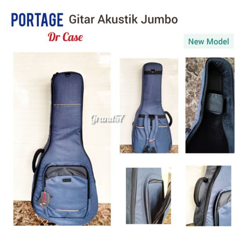 Tas gitar akustik jumbo dr case portage gigbag gitar drcase navy blue