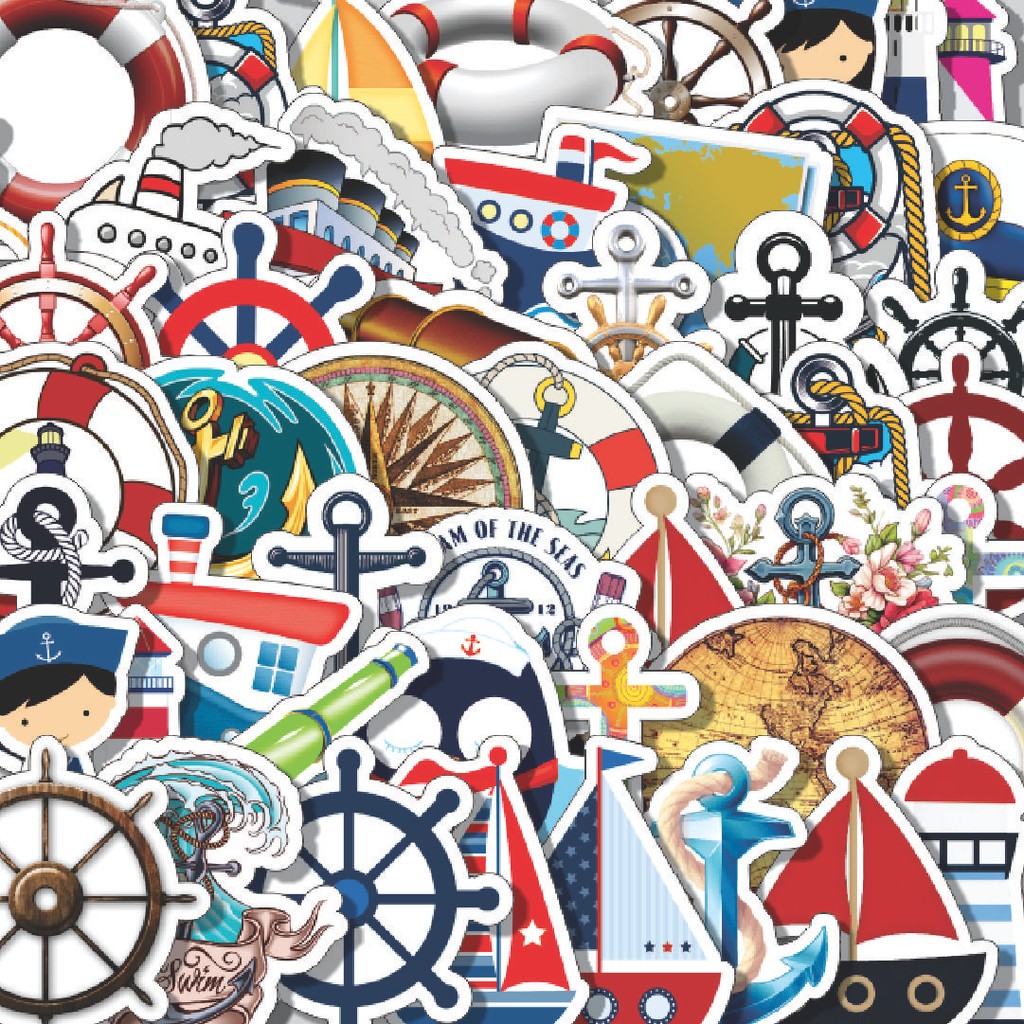 

Stiker Cutting Pack Stiker Nautical Art Ocean Expeditions Series [Seri Ekspedisi Laut Seni Bahari] Isi 100Pcs Series Aesthetic Lucu Keren Untuk Koper Bahan Vynil