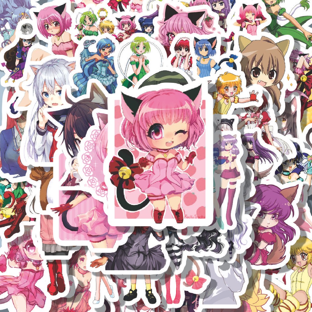 

100PCS Lucu Stiker Manga Tokyo Mew Mew Stiker Aesthetic Stiker Anti Air Stikers Berperekat Waterproof sticker decal buat Motor Helm Buku Journal Koper Casing HP Laptop Botol Minum Hadiah anak