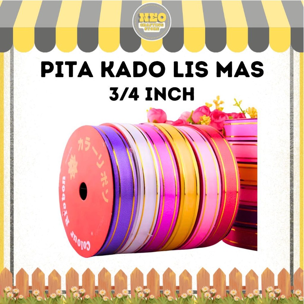 

Pita Kado Plastik List Mas 3/4 inch (2 cm) / Pita Jepang