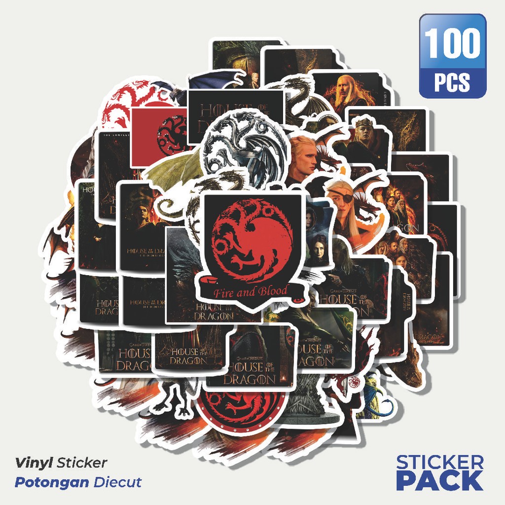 

Super Hemat! 100 PCS Stiker House Of The Dragon [Rumah Naga] Waterproof Aesthetic- Untuk Laptop, Motor, dan Helm - Paper Stationery Pack