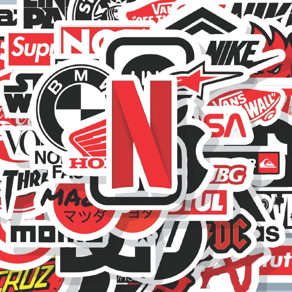 

100PCS Lucu Stiker Red and Black Mixed Logo [Campuran Logo Merah dan Hitam] Stiker Aesthetic Stiker Anti Air Stikers Berperekat Waterproof sticker decal buat Motor Helm Buku Journal Koper Casing HP Laptop Botol Minum Hadiah anak