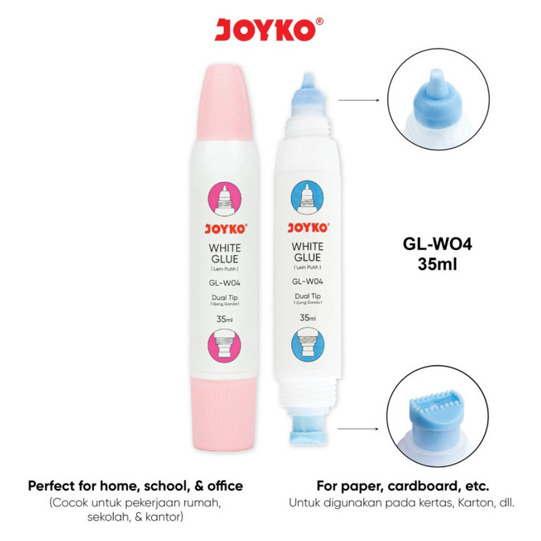 

LEM CAIR JOYKO GL-W04 / Liquid Glue Lem Putih Karton Kayu Kertas Joyko Dual Tip GL-W04 35ml