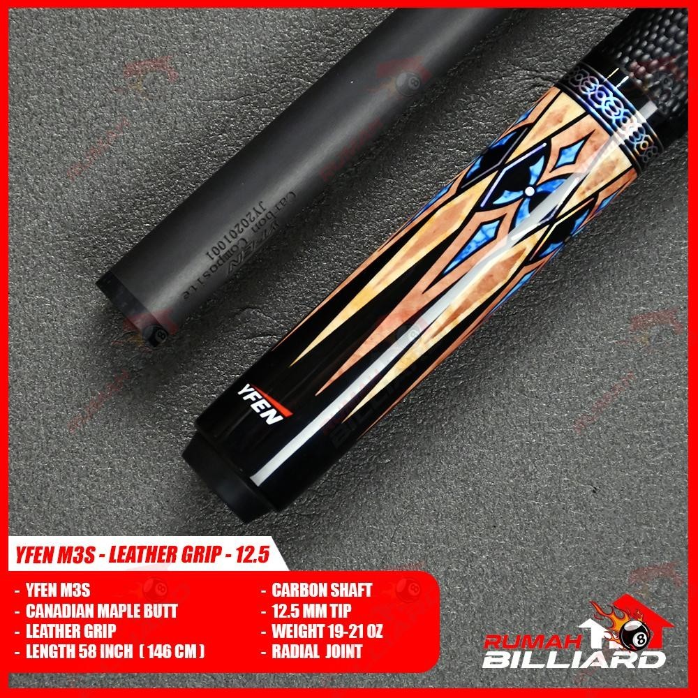 BEST DEALS Stick Billiard - Billiard Cue - YFEN M3S - Carbon Shaft - Leather Grip - Exclusive