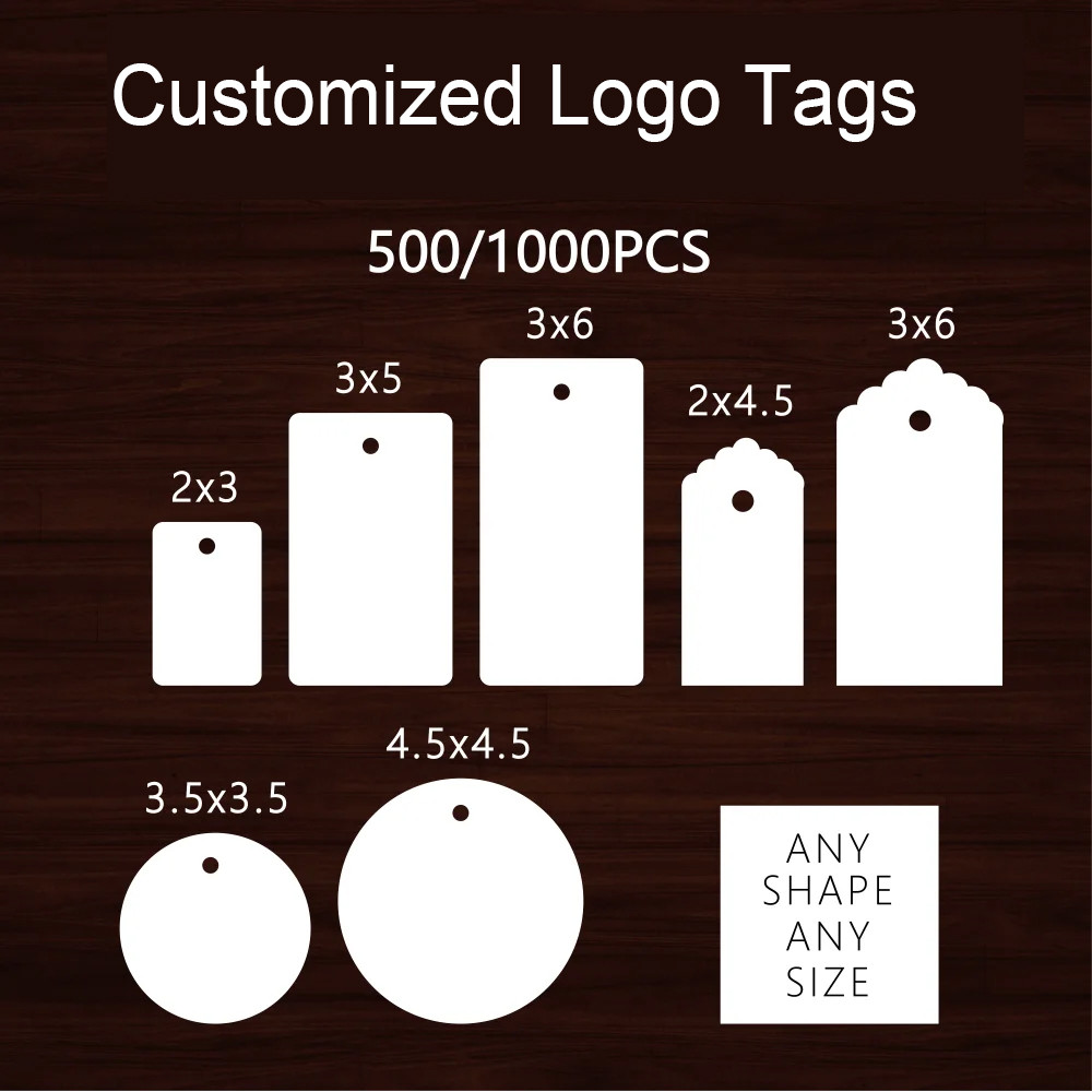 

500PCS Custom Tags Paper Labels Clothing Brand Fashion Business Merchandise Logo Design Hang Personalized Customized Tag
