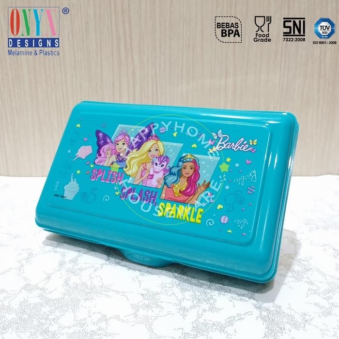 Terbaru ONYX Barbie Stay Fantasy Sandwich Box 1100ml /Kotak Bekal /Lunch Box - BARBIE GREEN