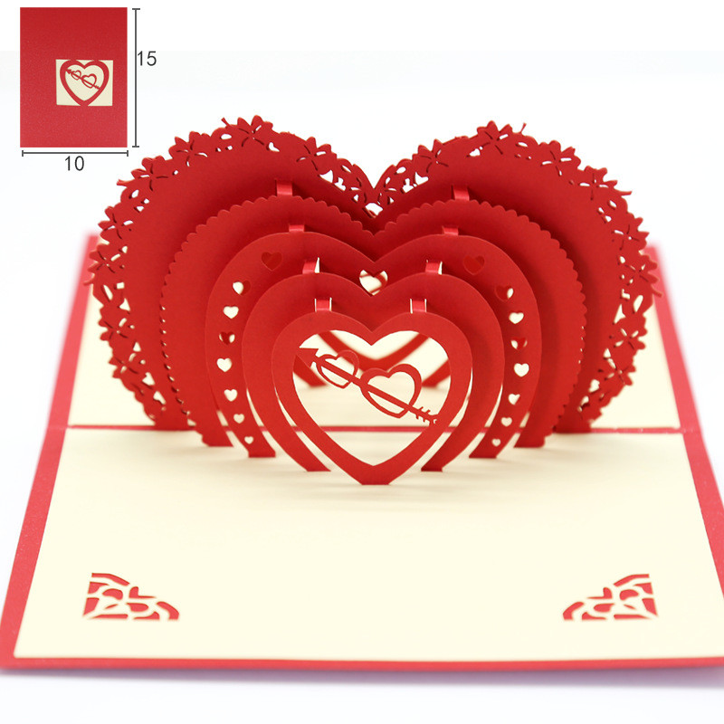 

3D Pop Up Greeting Card Heart And Soul Blessing Gift Postcard With Envelope For Valentine' Day Wedding Decoration Party Supplies