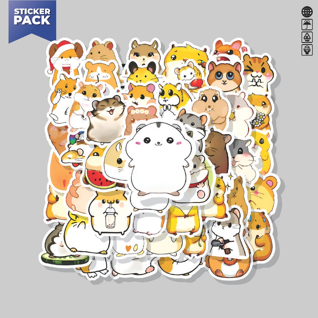 

[100PCS]Stiker Pack Stiker Cute Hamster Aesthetic Vinyl Anti Air Dekorasi Sticker Laptop Buku Journal Koper Helm Casing HP Gitar Helm Skateboard