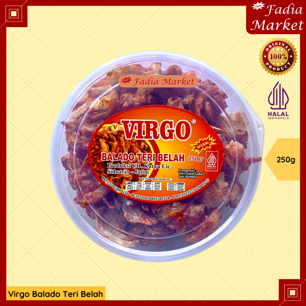 Virgo Balado Ikan Teri Belah Medan Toples 250g