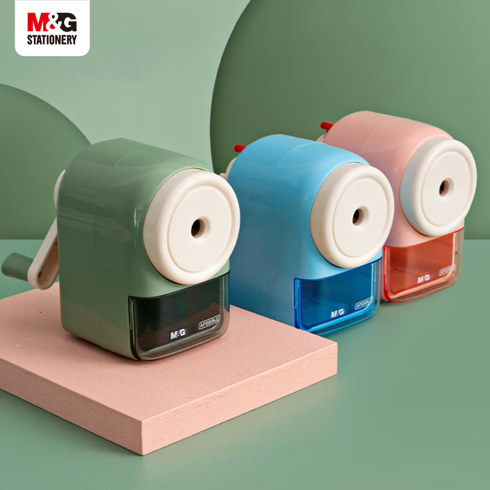 

M&G Manual Pencil Sharpener 5-speed Adjustable Thickness Automatic Lead Feed Student Turner Pencil Roller Blue/Pink/Green