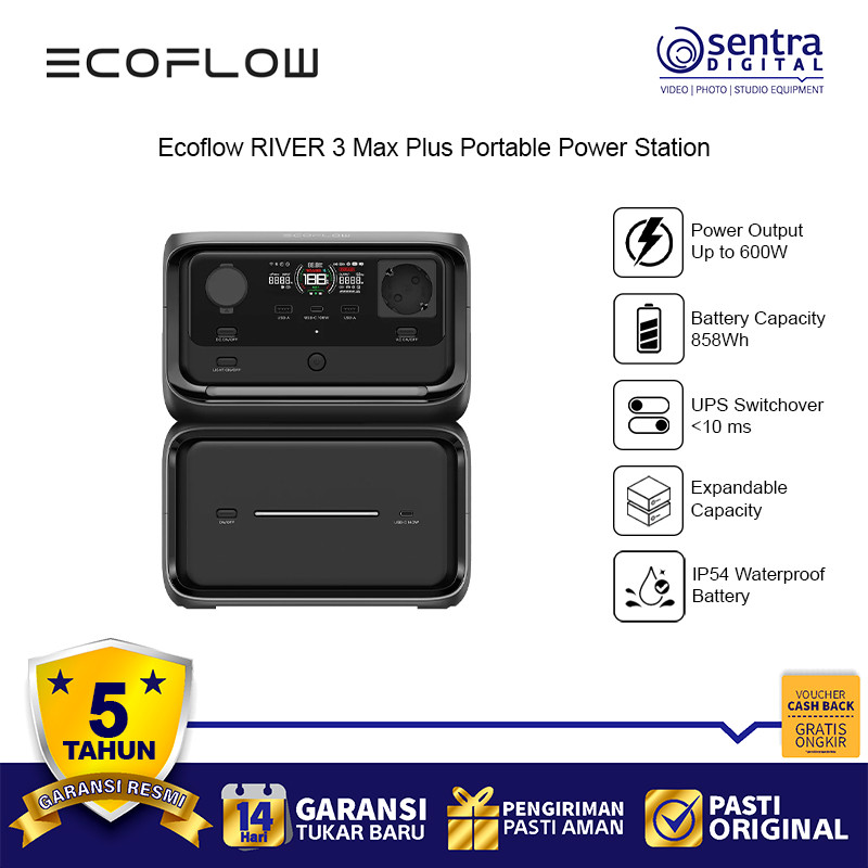 EcoFlow River 3 Max Plus Portable Compact Power Station 858Wh 600w Batttery Lithium Multi Rechargeab
