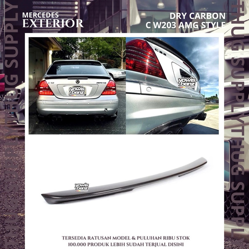 DUCKTAIL AMG STYLE W203 REAL CARBON WING SPOILER CANARD SIRIP DRY KARBON SPLITTER BUMPER LIPS FRONT 