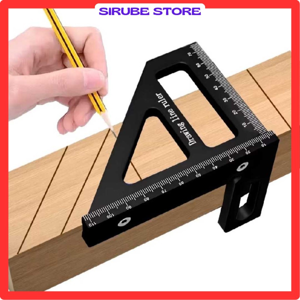 

Penggaris Pengukur Sudut Drawing Line Ruler 3D 45/90 Degree - TO1
