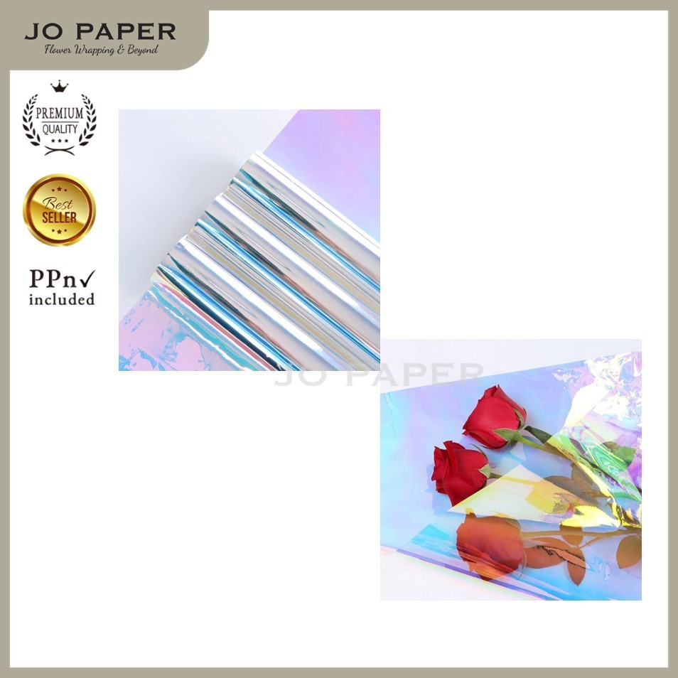 

MER.SHOP [20 LEMBAR] Flower Wrapping Paper Hologram Kertas Kado Cellophane Kertas Buket Bunga Florist