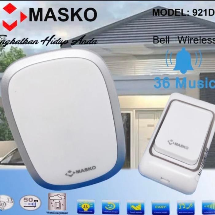 READY MASKO BEL PINTU RUMAH WIRELESS LISTRIK 921 D PREMIUM QUALITY 36 MUSIK