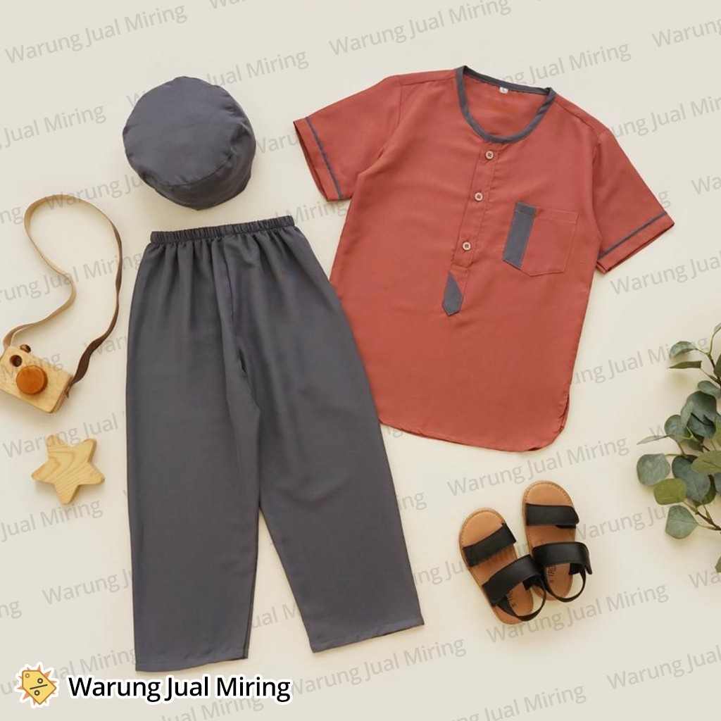 Setelan Anak Baju Koko 0-9 Tahun Celana Panjang Peci Set Sarkoci Kemeja Kurta Laki Cowok Baby Bayi B