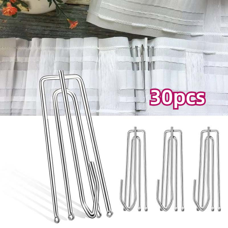 30pcs Pengait Gorden Kaitan Gorden Baja Tahan Karat Kait Gorden Cantelan Hordeng Pengait Gorden Jadu