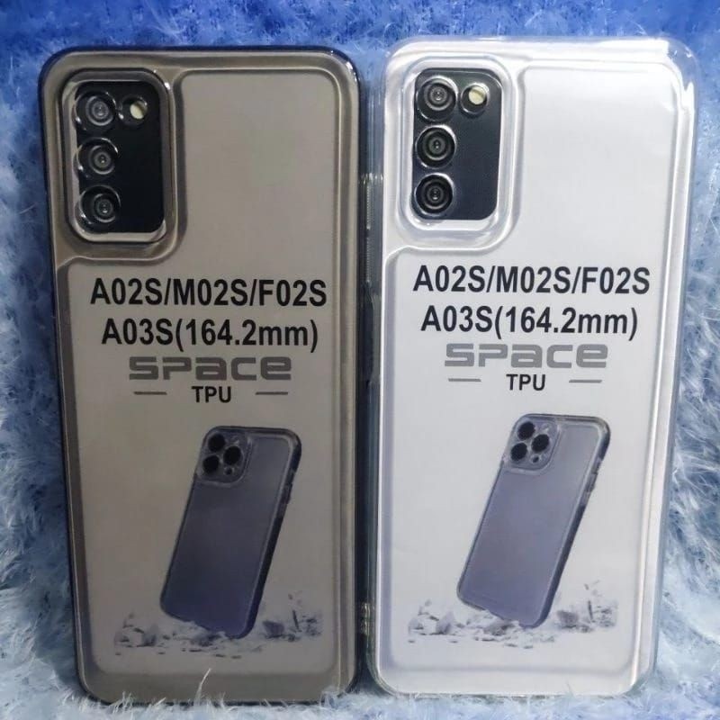 Silikon Bening Original Space Clear Black SAMSUNG A02S/A03S Casing TPU bening clear space
