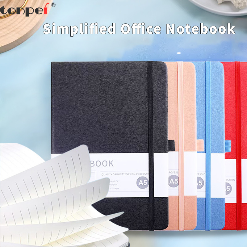 

Thickened A5 100pcs 200 Pages Simple Notebook Business Texture PU Notepad Business Office School Stationery Notebook Journal