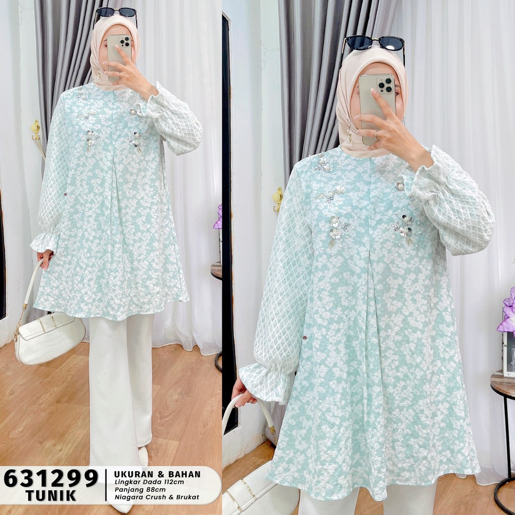 BEST SELLER EXTU HERITAGE - AMORA TUNIK ELEGAN PAYET KOMBINASI BRUKAT BUSUI ADEM FIT TO XL
