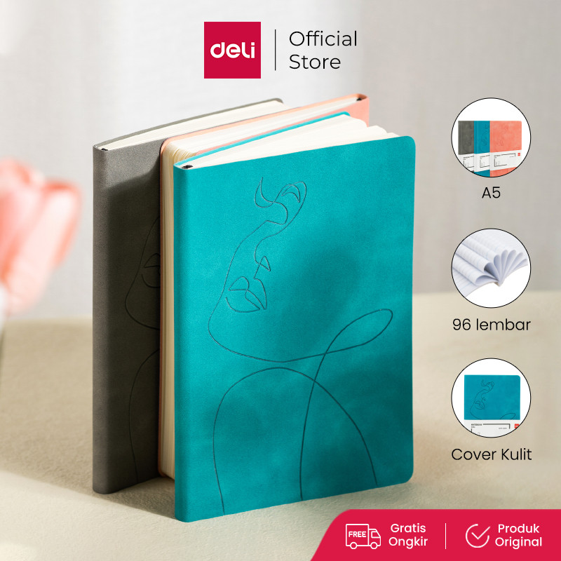 

Deli Leather Cover Notebook / Buku Catatan / Agenda Sampul Kulit A5 96 Lembar Soft Cover Corak Elegan EN126L