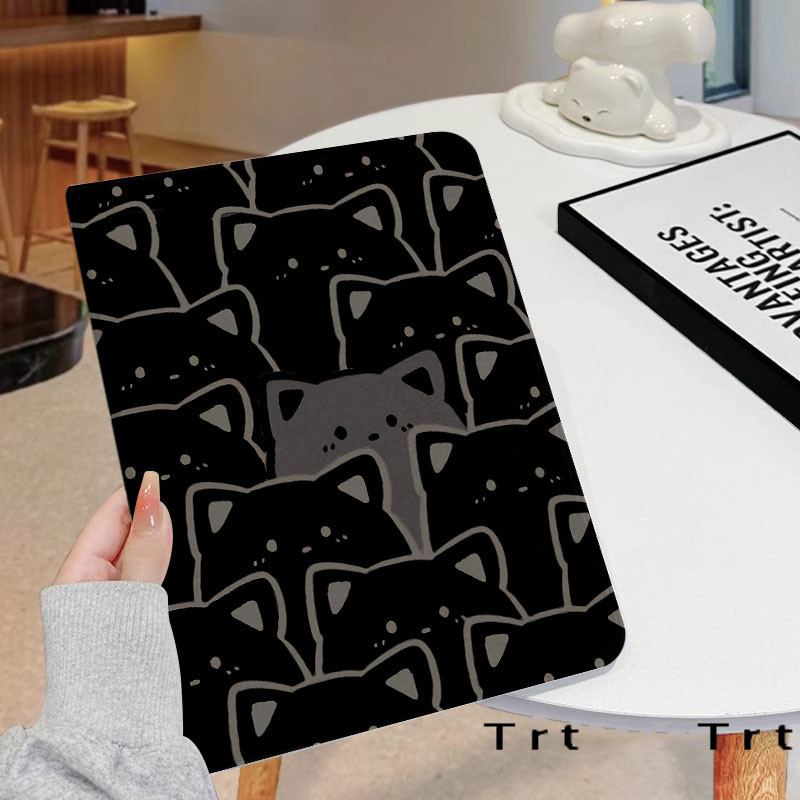 Casing pelindung tablet lucu kucing hitam dan putih untuk ipad Mini 4/5 7,9 ”Mini 6 8,3 ”Air1/2 Gen 