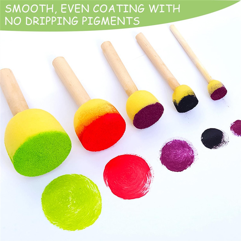 

ABBO-60 Pcs Round Paint Sponges Set 5 Sizes Sponge Brushes For DIY, Crafts And Kids Arts