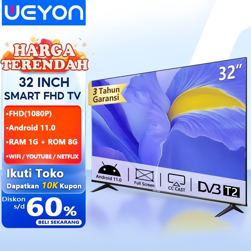[BARU] Weyon Sakura Smart TV LED 32 inch tv Digital 32 inch tv Android Televisi Netflix/YouTube - Wi