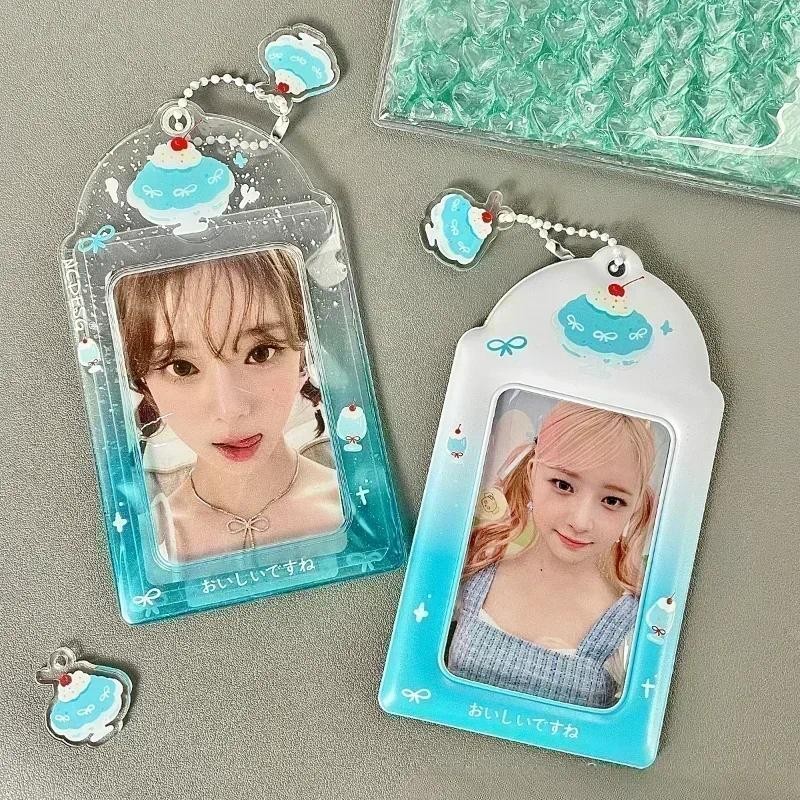 

Original Design Summer Cheery Smoothie PVC Picture Frames with Chain Cute Ice Cream Photocard Holder for 3 Inch Kpop Card 2024