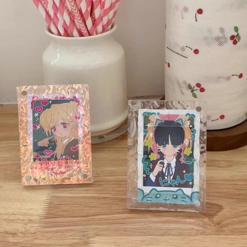 

Crystal Ripple Acrylic Photo Frame Colorful Photocard Frame for 3 Inch Polaroid Kpop Card Standing Display Cute Girls Room Decor