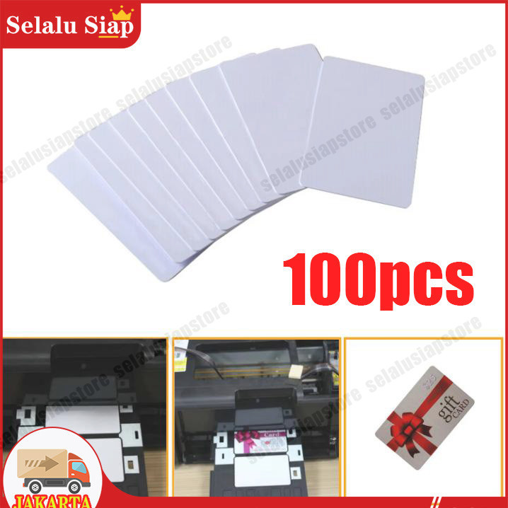 100pcs Kartu Pvc Polos Blank iD card Tanpa Chip Thermal Overlay ISO rfid