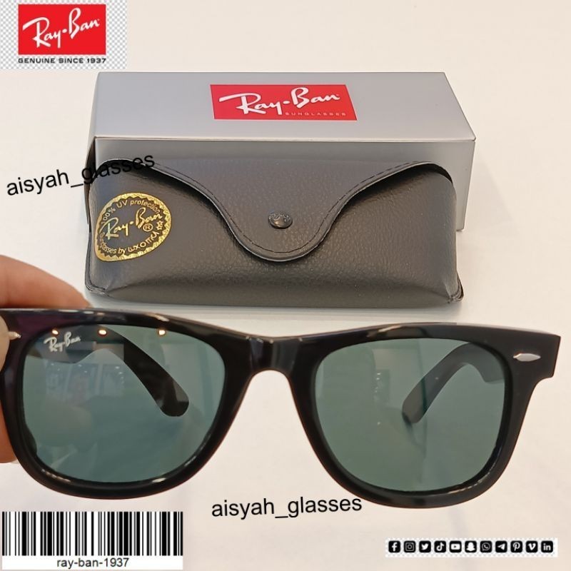 (COD)  Kacamata Rayban Wayfarer RB2140 50 Original Full Black Glossy Original