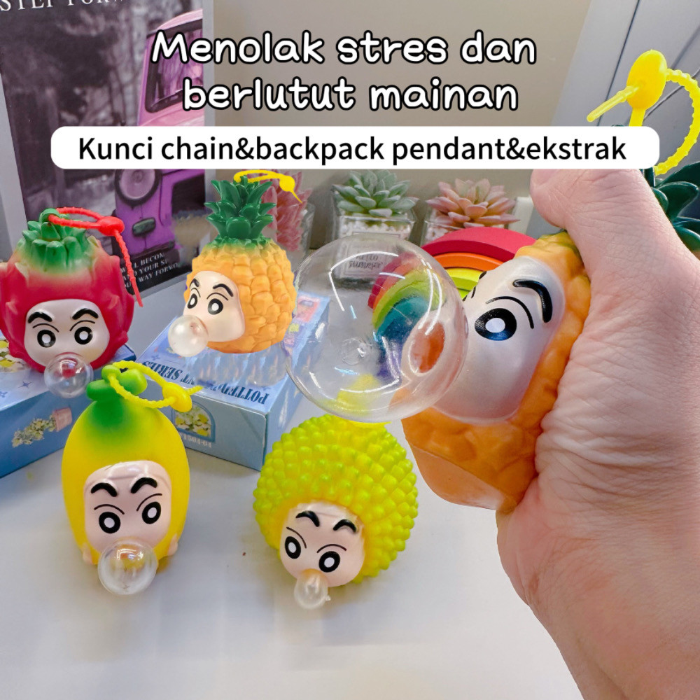 Mainan Dekompresi Gelembung Berang-berang Kecil Liontin Buah Pengurang Tekanan Gantungan Kunci Buah 