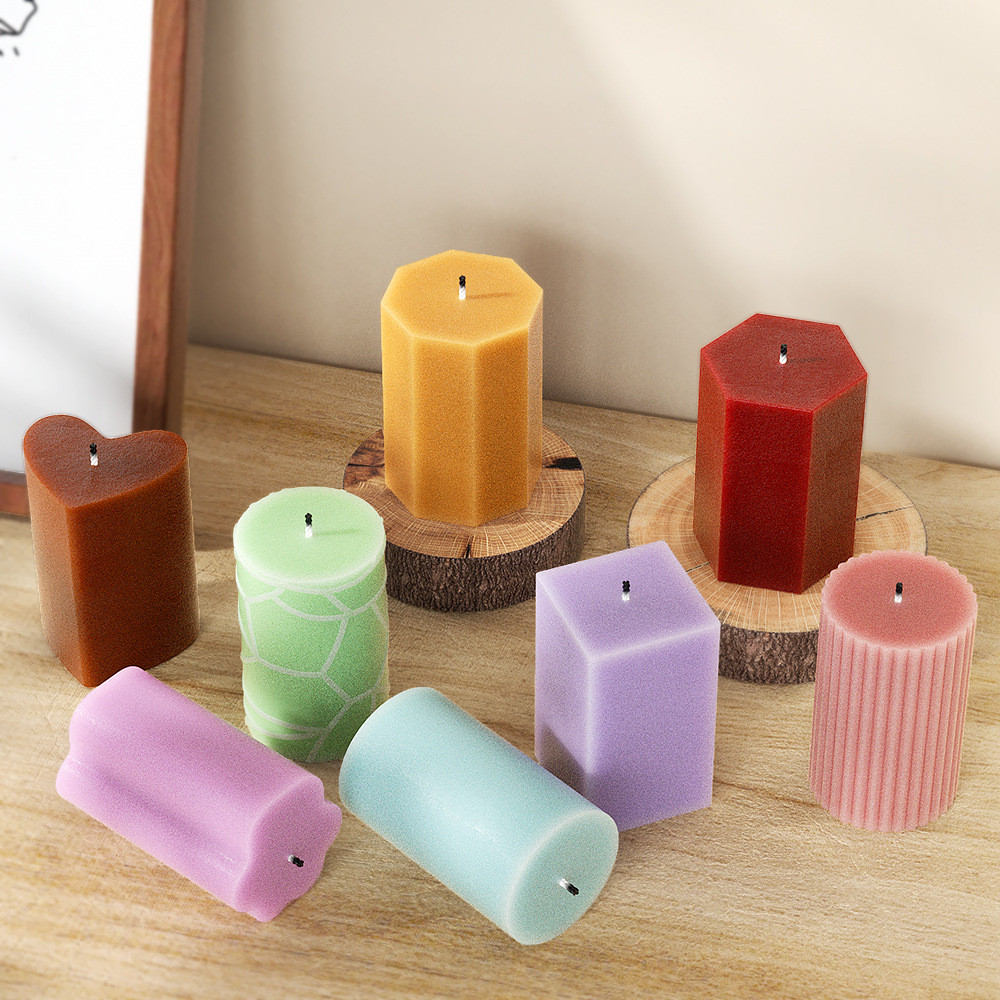 

Geometry Column Silicone Mold for Candle Crack Stripe Cylinder Gypsum Making Tool Square Pillar Resin Moulds DIY Birthday Gifts