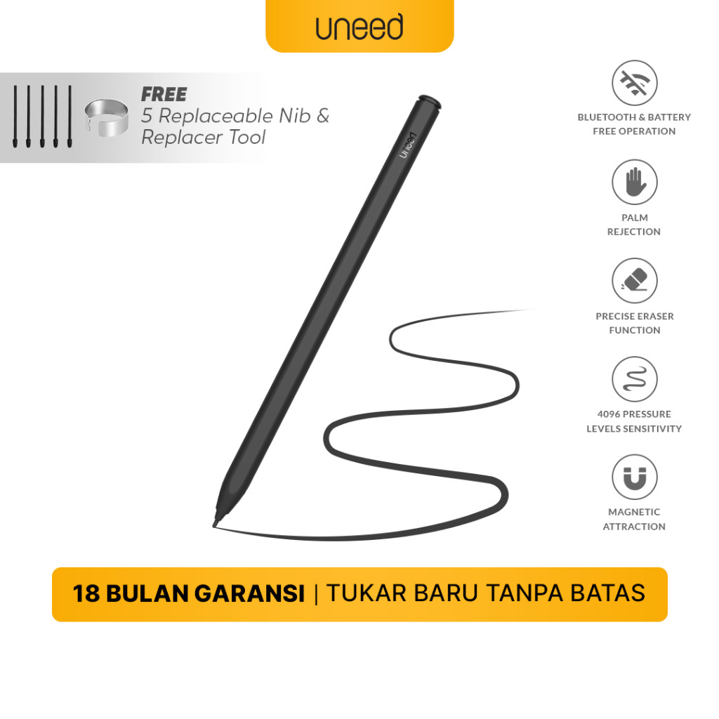 

UNEED Magnetic EMR Stylus Pen with Eraser for ReMarkable Kindle Scribe Samsung Tab - USY108