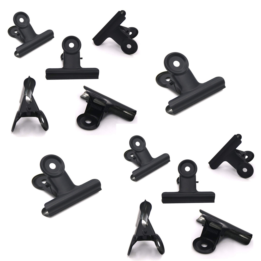 

12Pack Large Black Bulldog Binder Paper Clips Metal Hinge Clip File Clamps For Crafts Bags Drawings Photos at Home&Office Useage