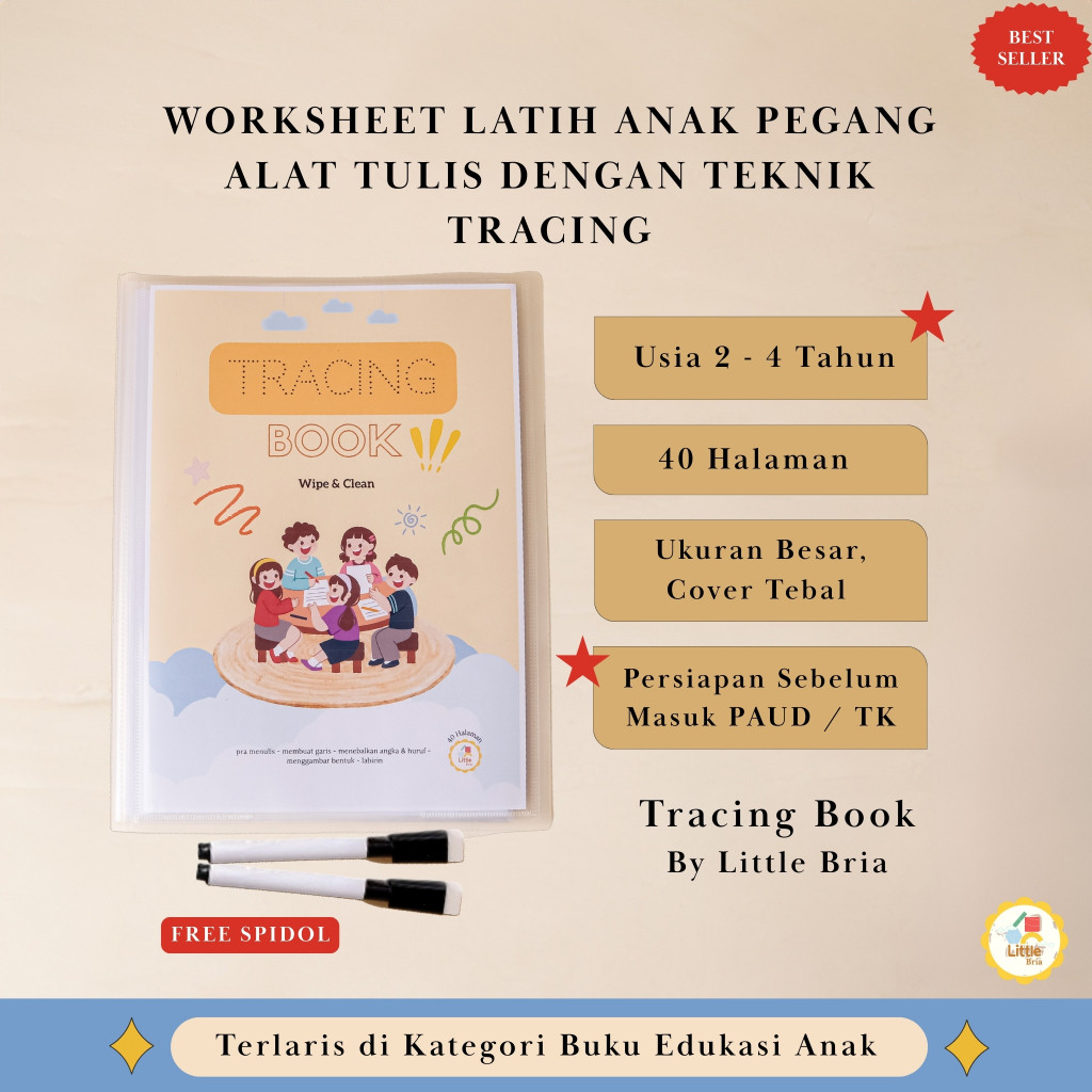 

Little Bria - Tracing Book Worksheet Anak 2 3 4 5 Tahun Buku Untuk Melatih Anak Menggunakan Pensil