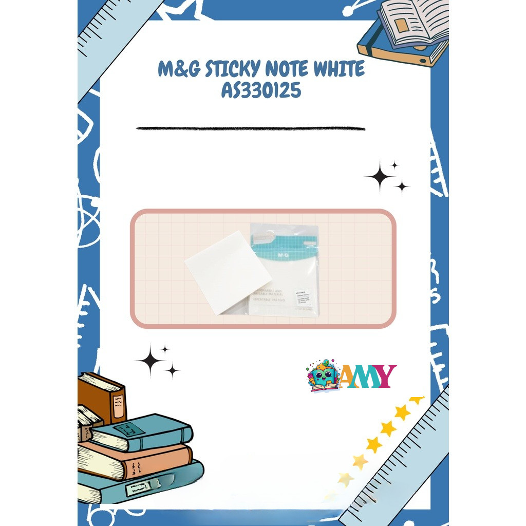 

( 1 PCS 50 SHEETS) M&G STICKY NOTE WHITE AS33O125 YD-987 AMY STASIONARY