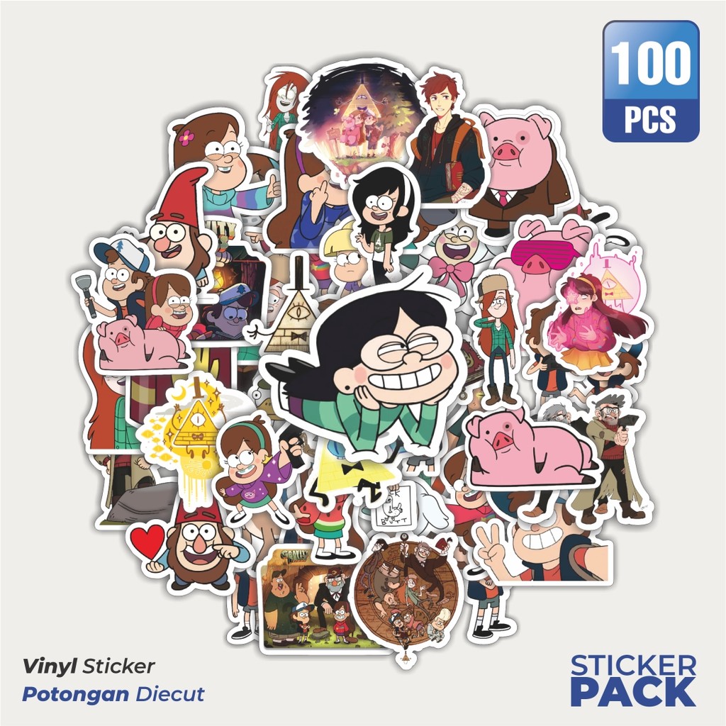 

100 PCS STIKER Kartun Series Gravity Falls Karakter Mix 6 Waterproof Aesthetic- Untuk Laptop, Motor, dan Helm - Paper Stationery Pack