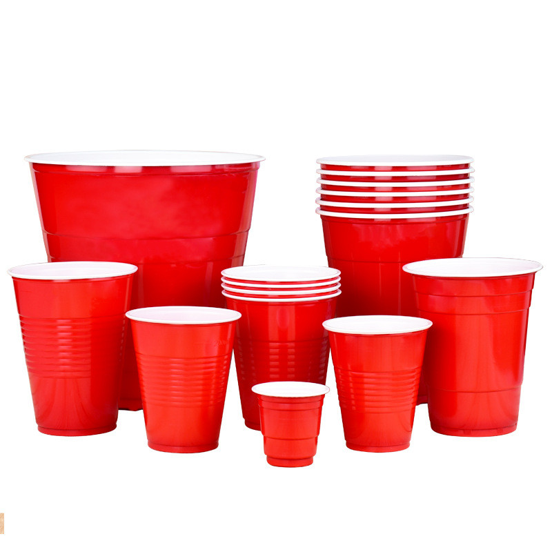 50PCS 18OZ 2OZ 16 OZ Plastic Party Cups in Red  for Drinks, Soda, Punch, Barbecue, Cola or Water Dis