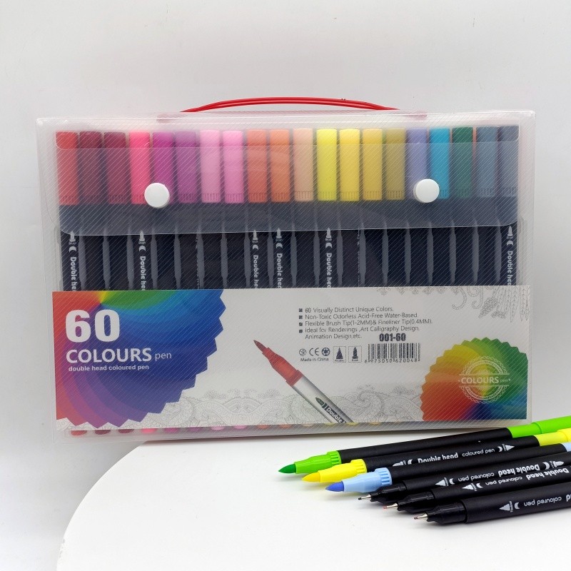 

24 color /36 color /48/ color /60 color watercolor pens pvc box painting soft head marker Double head pencil