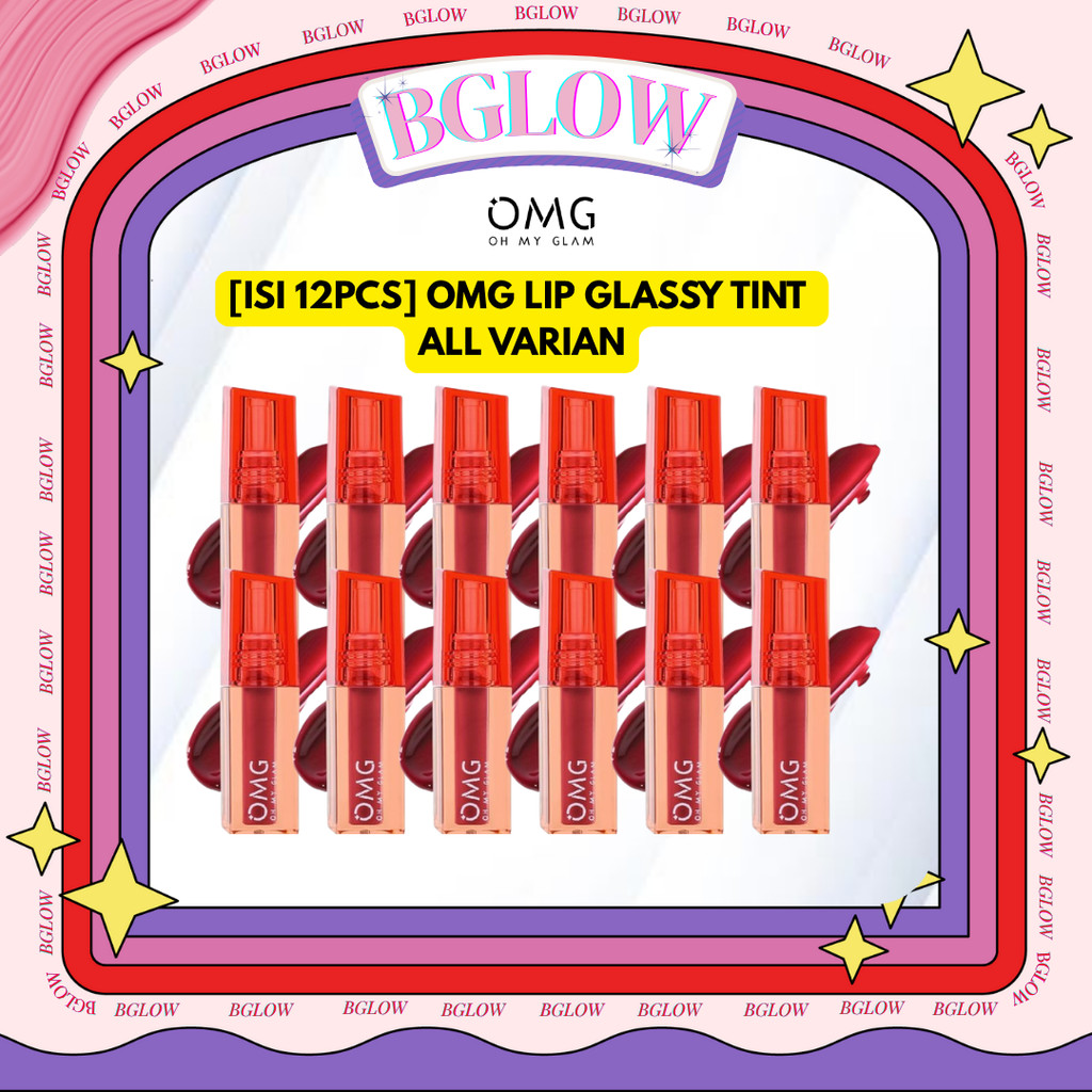 [ISI 12PCS] PAKET OMG Glassy Lip Tint 1LUSIN  Glassy Lip Tint 2g - Lip Tint Warna Intense Tahan 12 J