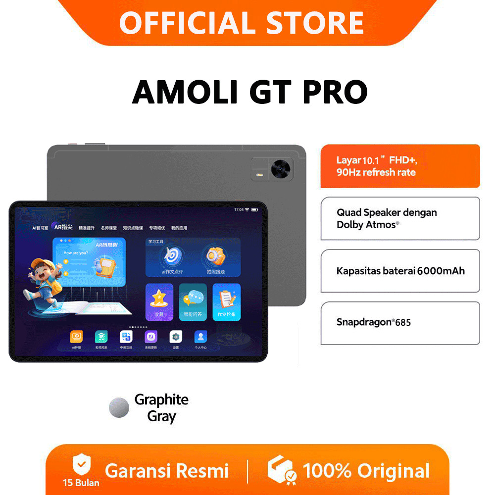 2025 AMOLI GT PRO Tablet PC Asli 6GB RAM + 128GB ROM Snapdragon 685 Android(13) 10.1 inch Layar Full