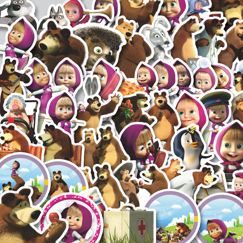 

Stiker Cutting Pack Stiker Kartun Series Masha And The Bear V1 Isi 100Pcs Series Aesthetic Lucu Keren Untuk Koper Bahan Vynil