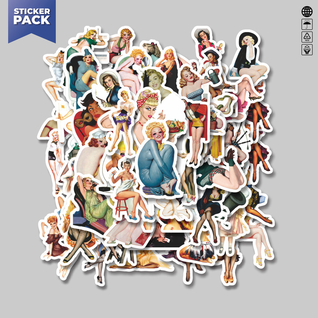

[100PCS]Stiker Pack Stiker Fashion Series Classic Vintage Girls V2 [Seri Mode Klasik Vintage Gadis] Aesthetic Vinyl Anti Air Dekorasi Sticker Laptop Buku Journal Koper Helm Casing HP Gitar Helm Skateboard