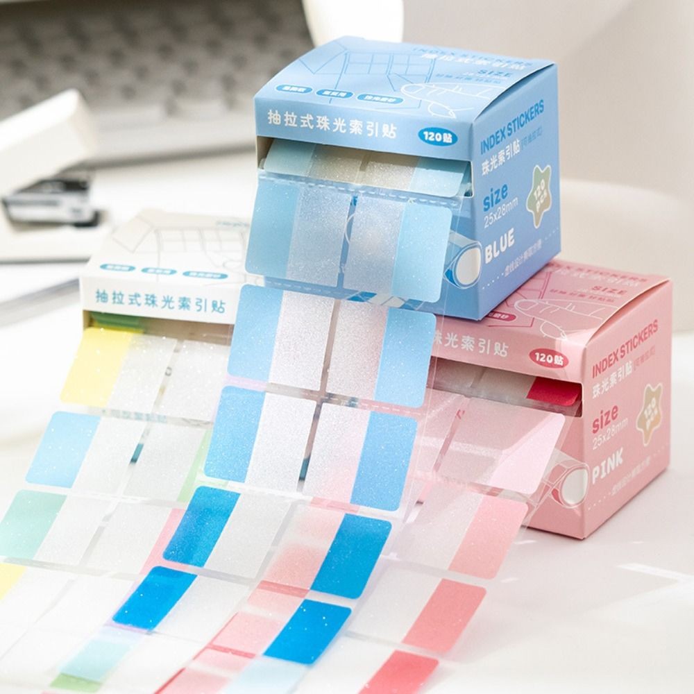 

Transparent Pearl Pearlescent Sticky Tabs Back Full Adhesive Writable Sticky Notes Blank Aesthetic Stationery Memo Pad