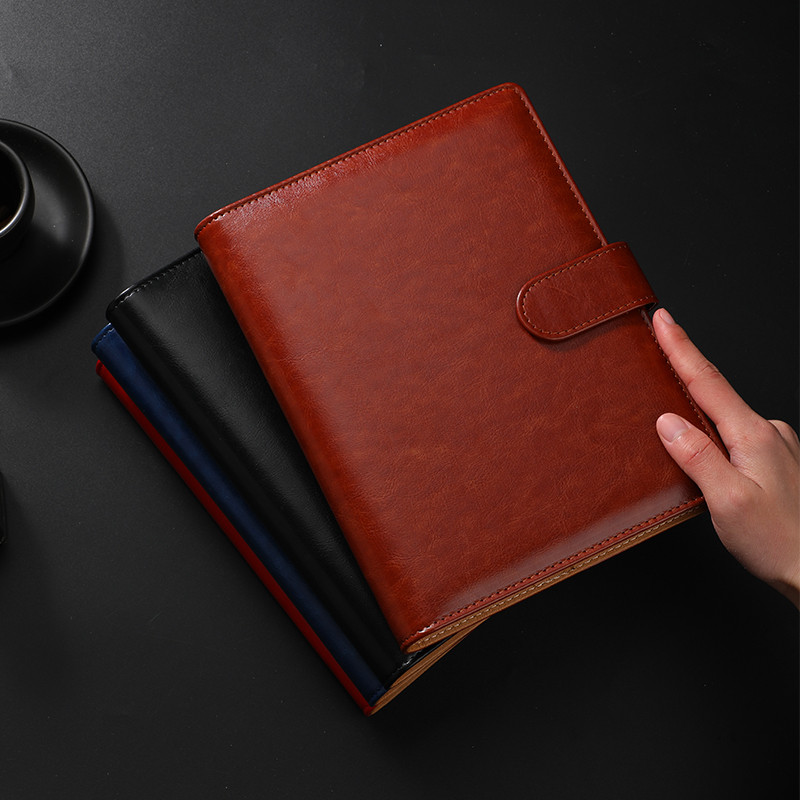 

Luxury retro leather notebook A5 cover, with pen holder buckle, loose leaf diary, office diary, travel manual sketchbook