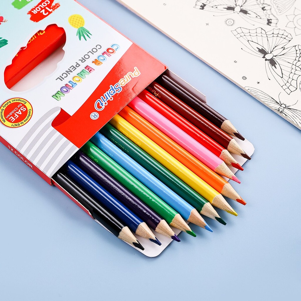 

12 Colors Mini Pencil Set Short Colored Pre-Sharped Pencils for Drawing,Coloring,Shading for Kids,Students Or Children