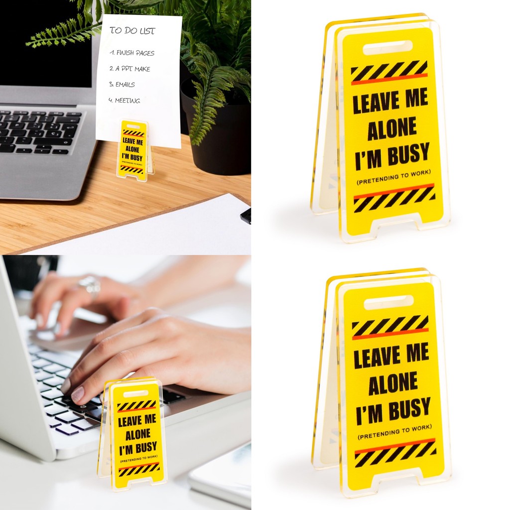 

Acrylic Desk Sign "Leave Me Alone, I'm Busy" Humorous Office Desk Warning Sign Unisex Gift For Coworkers Versatile Room Decor