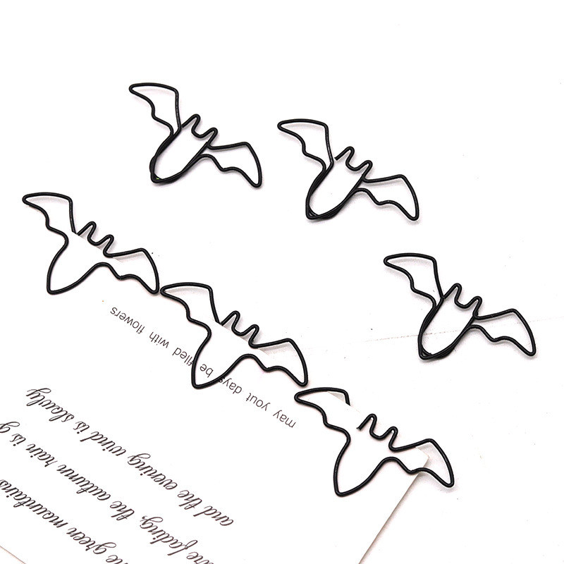 

Plastic-coated Thread Black Bat Paper Clip Metal Paper Clips Cool Office Stationery Supplies File Paper Classification Paperclip